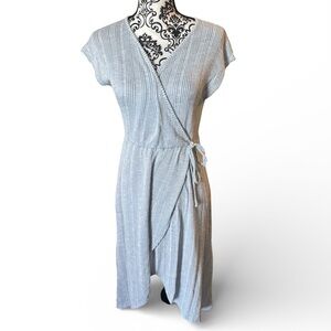 Elegant light blue faux Wrap Dress